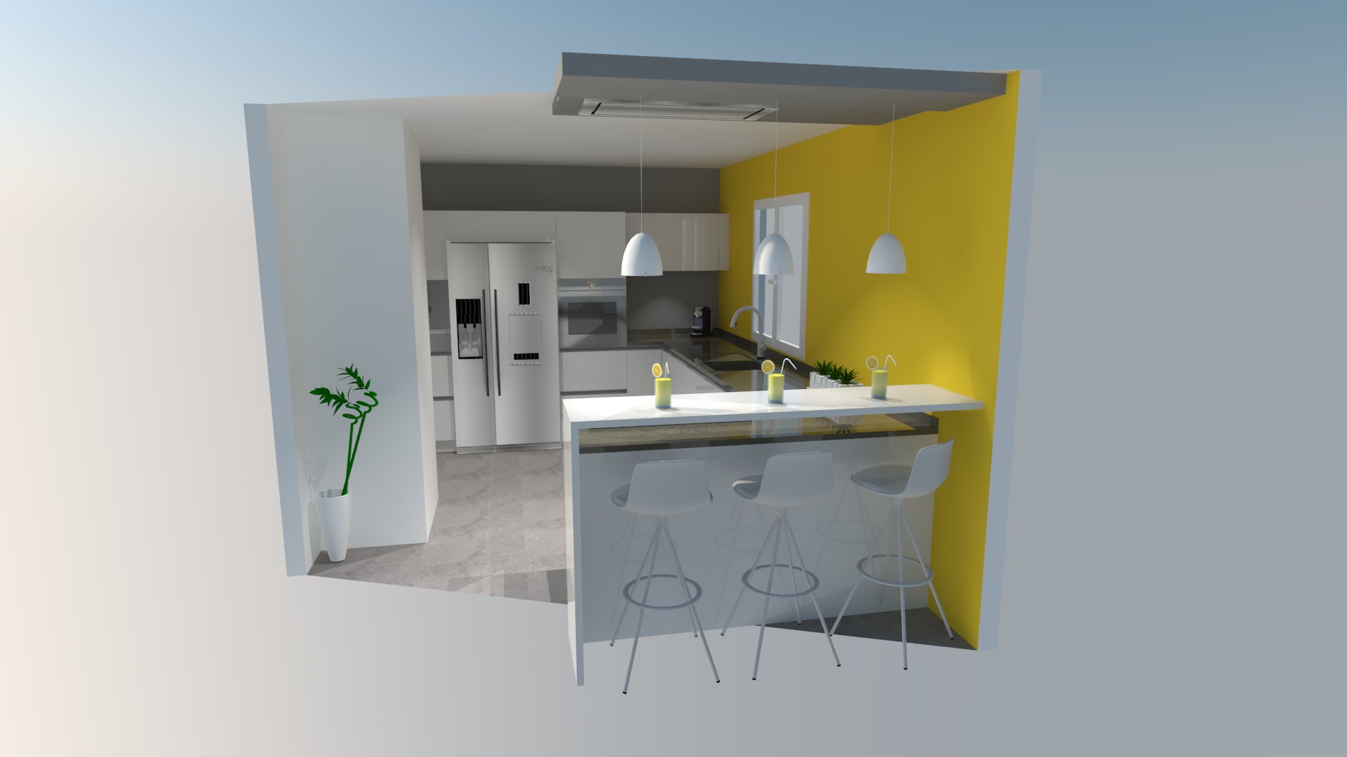 Cuisine moderne blanche en u cuisiniste rouen et paris