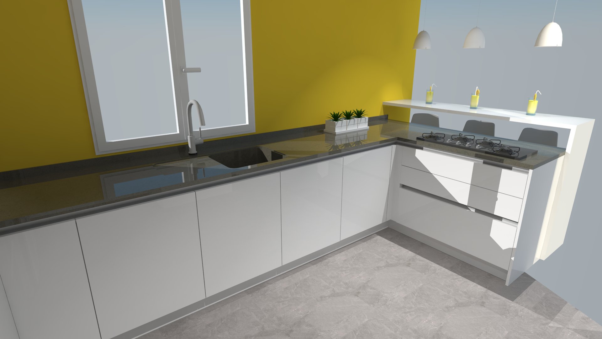 Cuisine moderne blanche en u cuisiniste rouen et paris