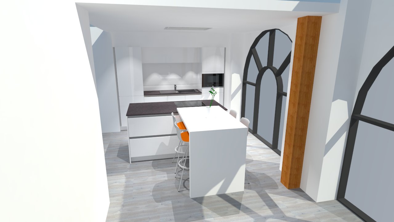 Cuisine blanc avec parquet: cuisine laquee blanc brillant et bois ...