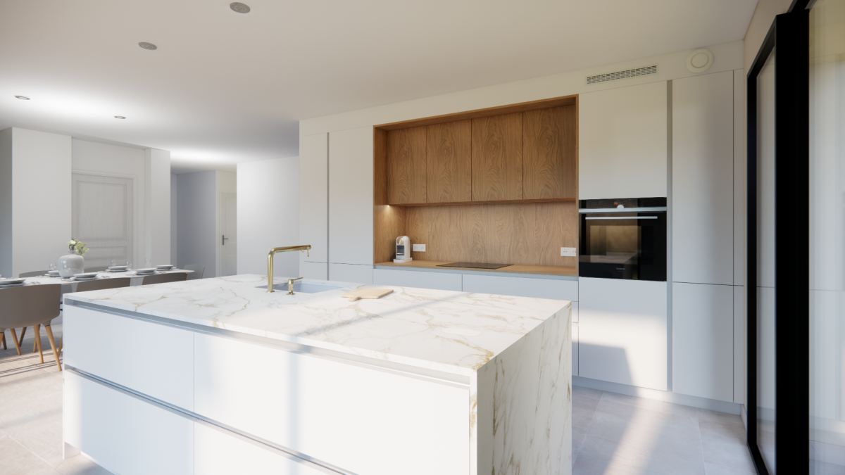 Ilot de cuisine avec 6 tiroirs en MDF et métal - Noir et Effet marbre Ilot de cuisine avec 6 tiroirs en MDF et métal - Noir et Effet marbre