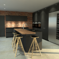 Cuisine ilot anthracite et bois design