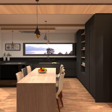 Cuisine moderne gris anthracite et bois 2