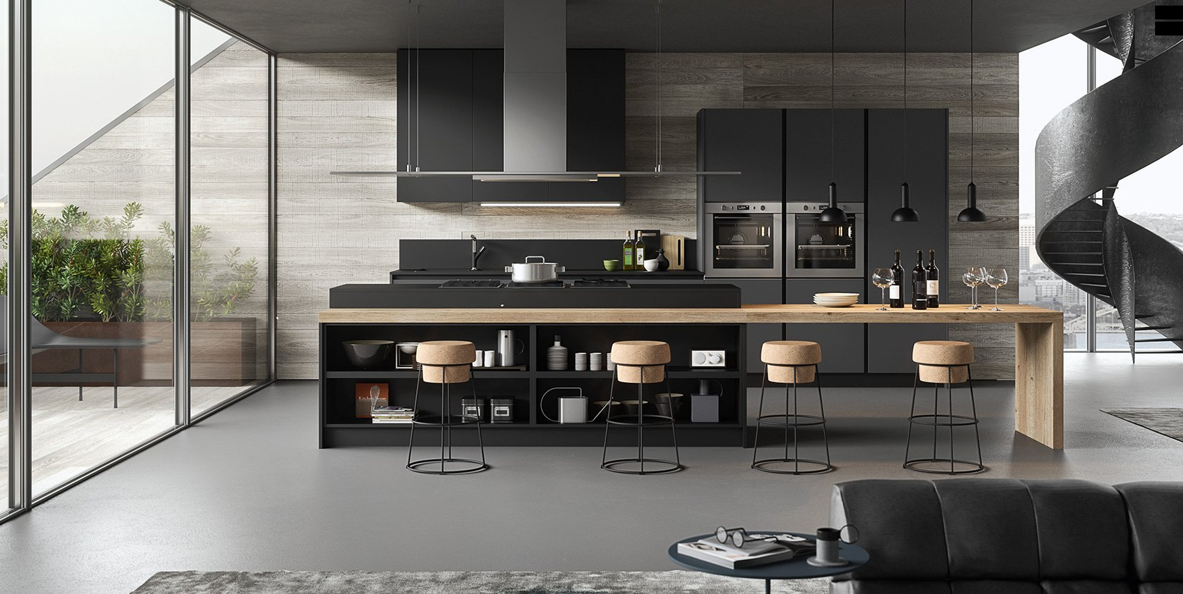 Cuisine Moderne Et Design Gris Anthracite Et Bois