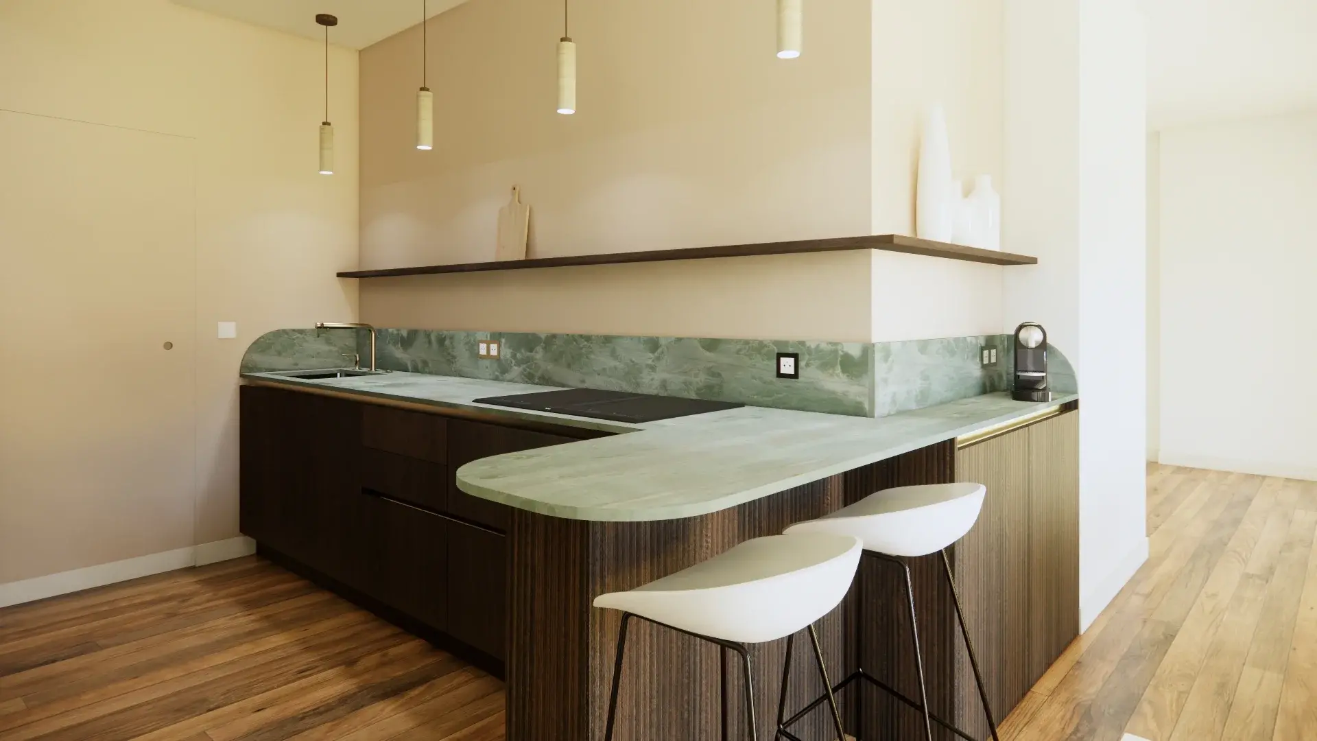 Cuisine plan de travail vert Itara